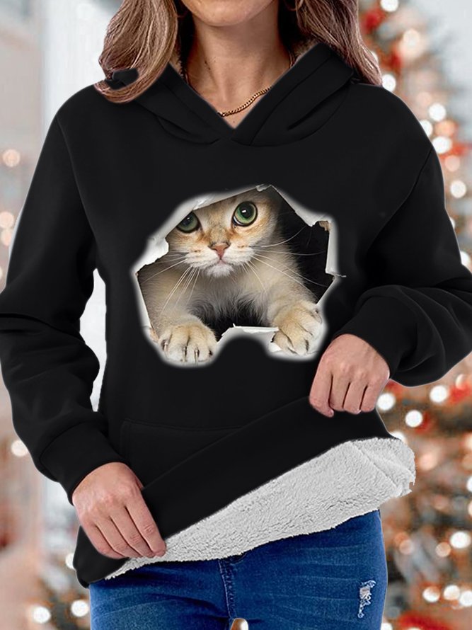 Women‘s 3D Cat Print Hoodie Animal Casual Sweatshirt
