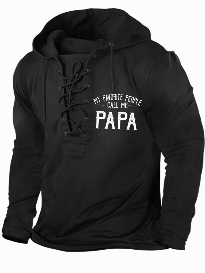 Men's My Favorite People Call Me Papa Funny Graphic Print Casual Text Letters Hoodie Regular Fit Sweatshirt