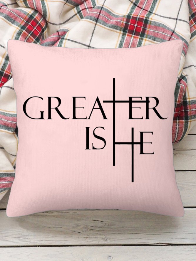 18*18 Greater Is He Cross Backrest Cushion Pillow Covers Decorations For Home