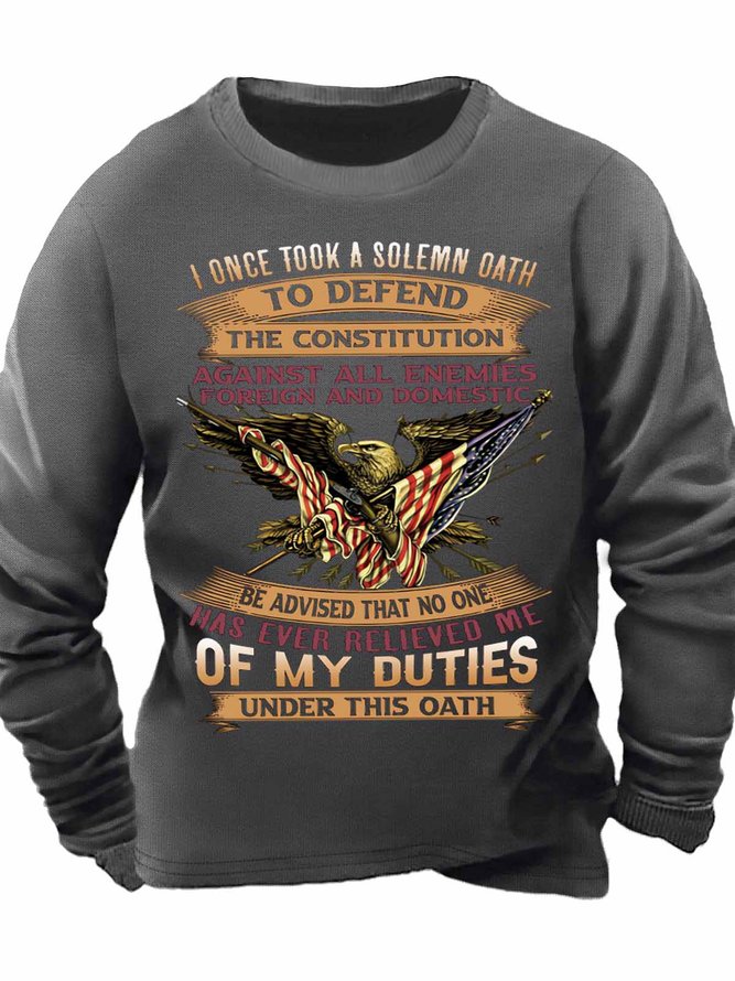 Men's I Once Took A Solemn Oath To Defend The Constitution Of My Duties Under This Oath Funny Graphic Print Casual America Flag Sweatshirt