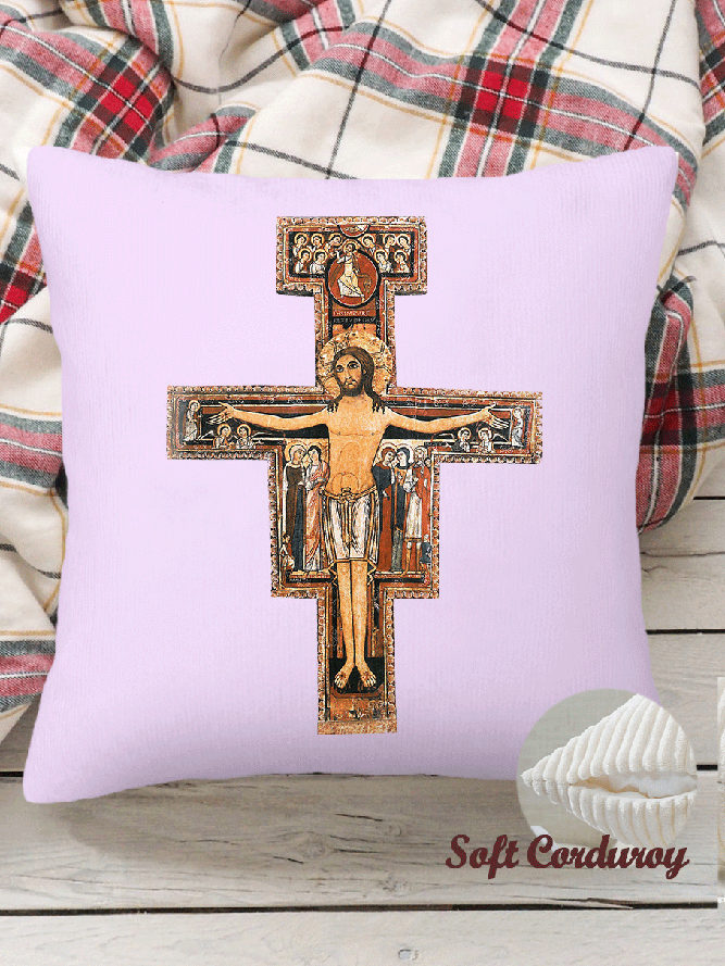 18*18 Throw Pillow Covers, Crucifix Soft Corduroy Cushion Pillowcase Case for Living Room Bed Sofa Car Home Decoration