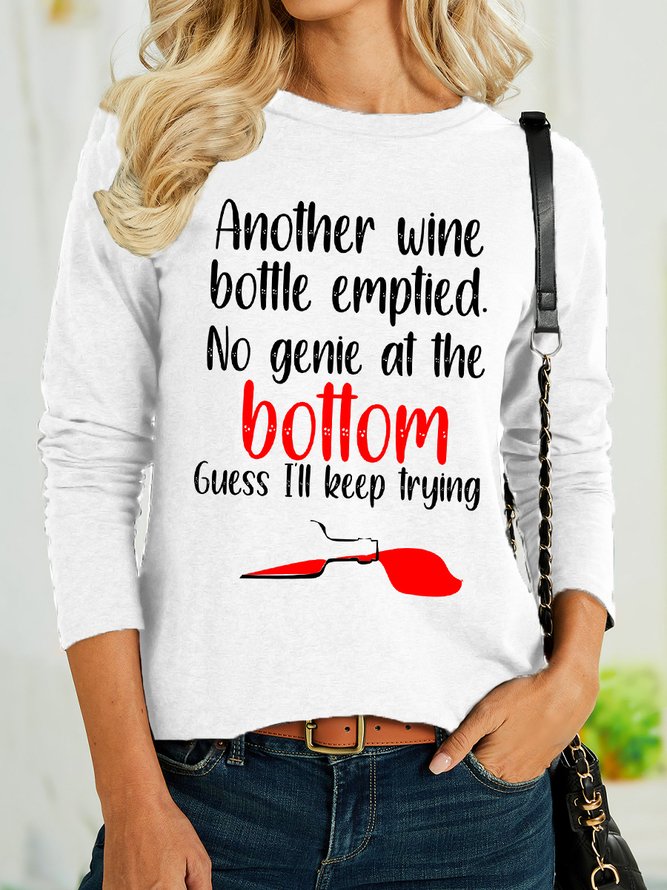 Lilicloth X Y Wine Lover Gift Another Wine Bottle Emptied No Genie At The Bottom Women's Long Sleeve T-Shirt