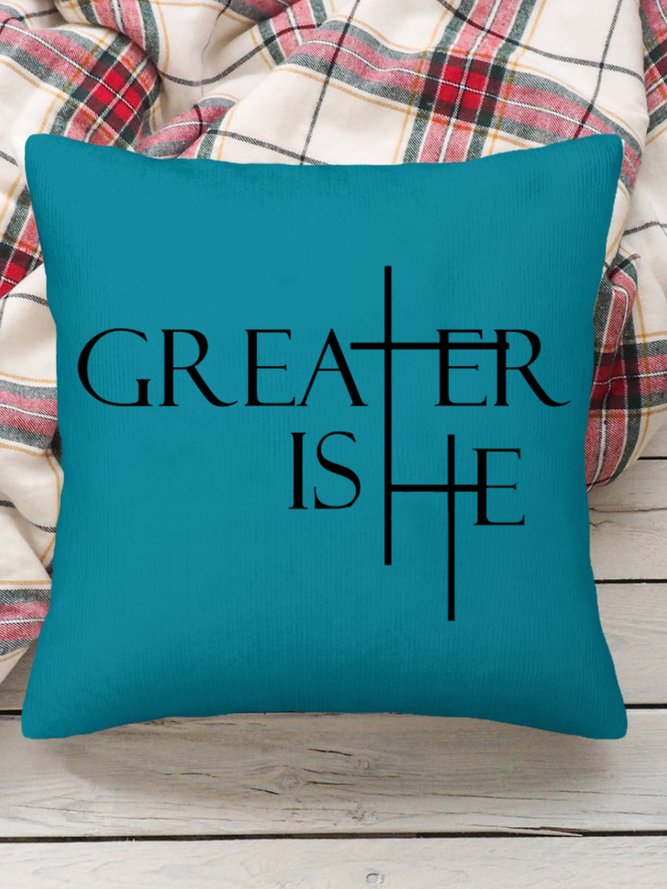 18*18 Greater Is He Cross Backrest Cushion Pillow Covers Decorations For Home
