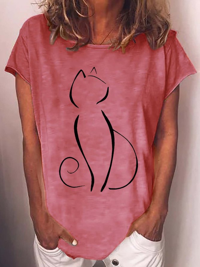 Women’s Cat Print Casual T-Shirt