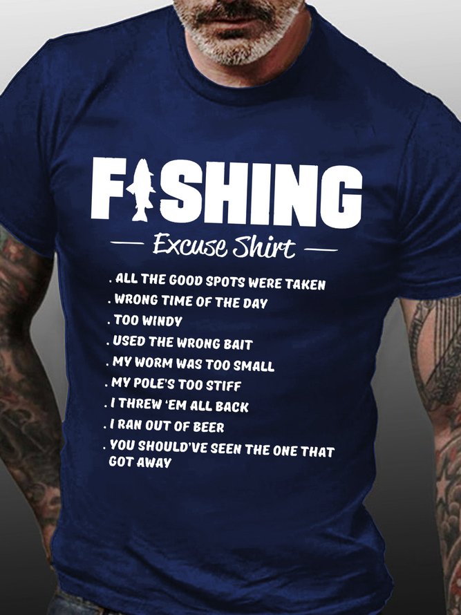 Fishing Excuse Shirt Men's Crew Neck Cotton T-Shirt