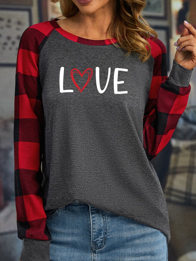 Lilicloth X Jessanjony Valentine's Day Love Women's Long Sleeve Buffalo Plaid T-Shirt