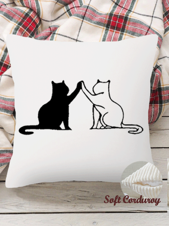 18*18 Throw Pillow Covers, Cat Soft Corduroy Cushion Pillowcase Case for Living Room Bed Sofa Car Home Decoration