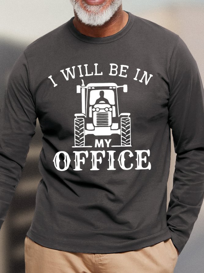 Men's I Will Be In My Office Funny Graphic Print Casual Text Letters Cotton Top