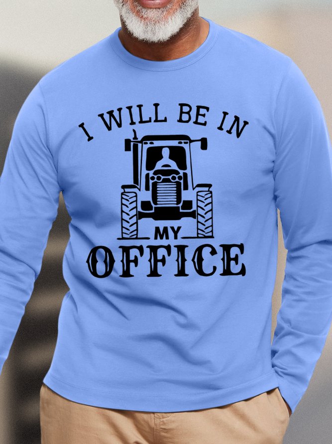 Men's I Will Be In My Office Funny Graphic Print Casual Text Letters Cotton Top