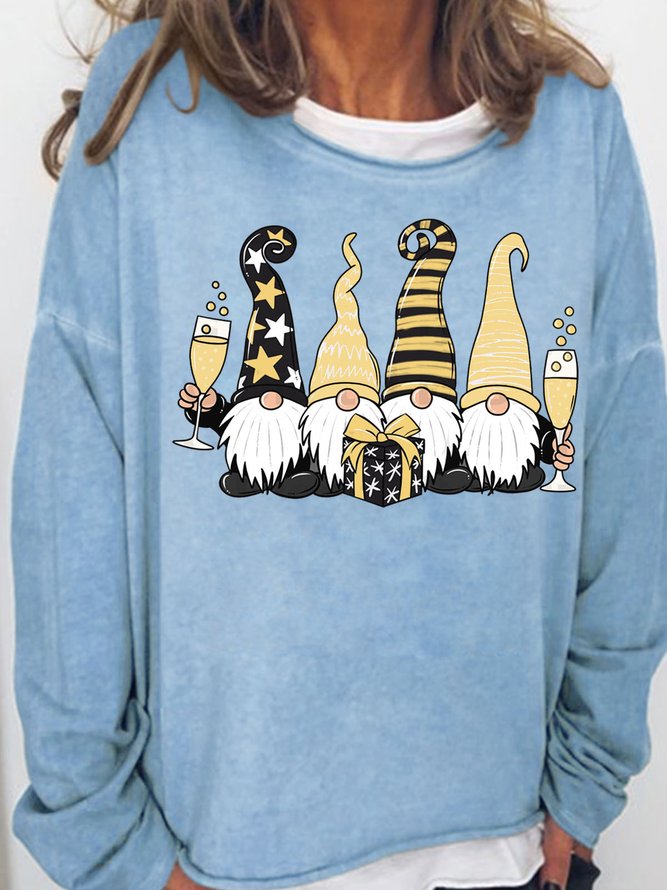 Women's New Year Gnomes Print Casual Sweatshirt