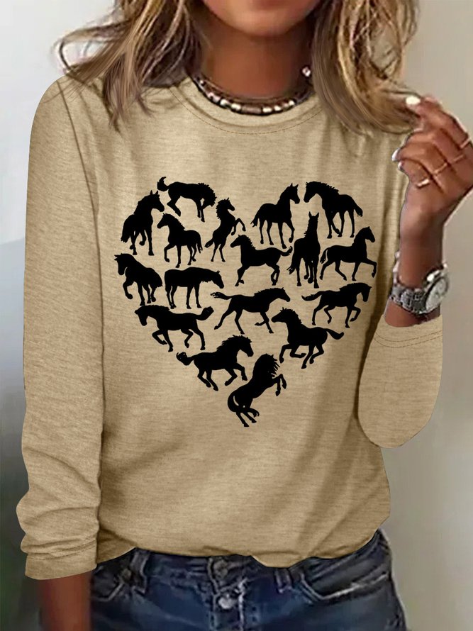 Women‘s Horse Heart Gift For Horse Lover Long Sleeve T-Shirt
