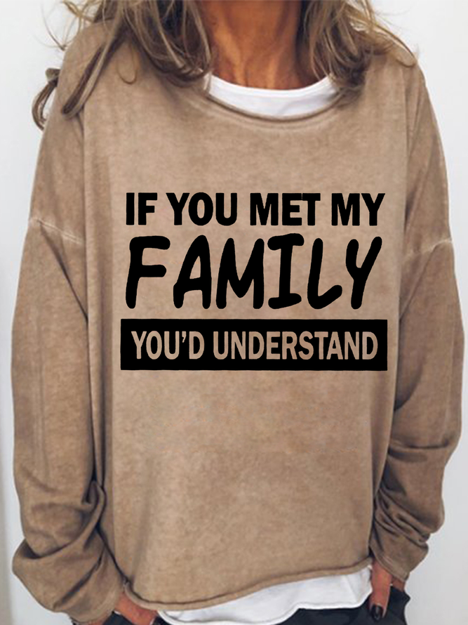 Women’s Funny Family Crew Neck Simple Sweatshirt
