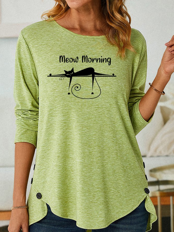 Lilicloth X Jessanjony Cat Meow Morning Women‘s Long Sleeve T-Shirt