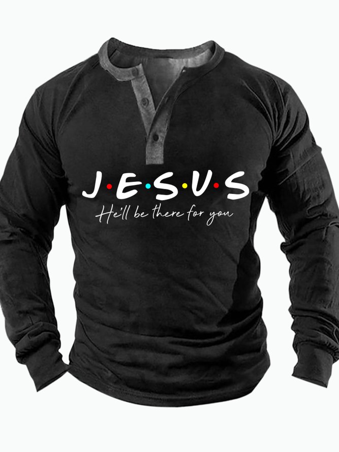 Men's Jesus He Will Be There For You Funny Graphic Print Regular Fit ...