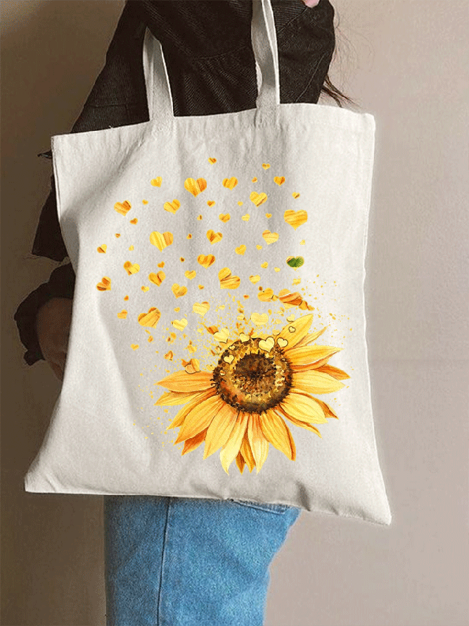 Sunflower Heart Valentine's Day Shopping Tote