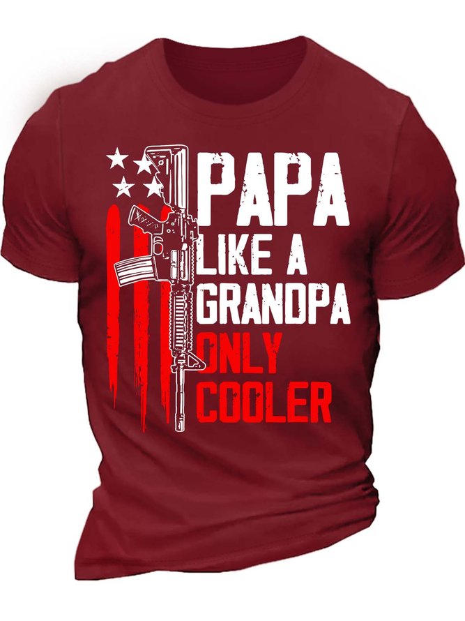 Men’s Papa Like A Grandpa Only Cooler Casual Text Letters T-Shirt