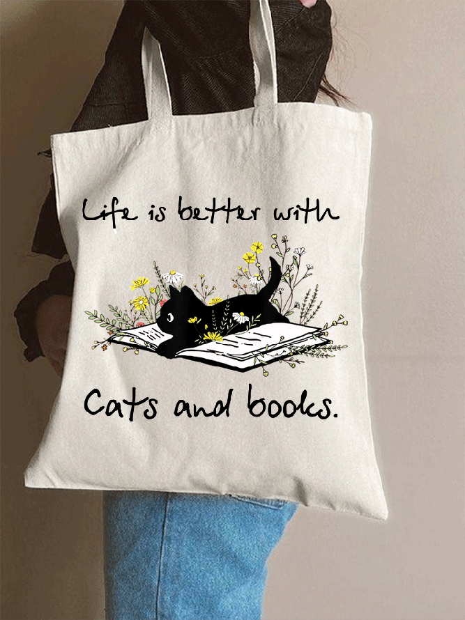 Life Is Better With Cats And Books Valentine's Day Shopping Tote