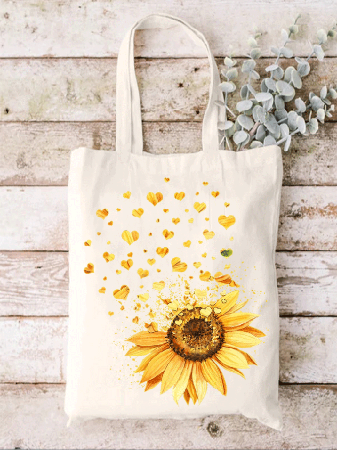 Sunflower Heart Valentine's Day Shopping Tote