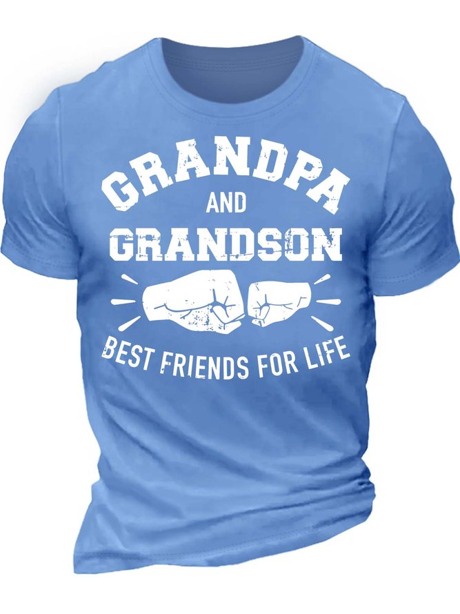 Men’s Grandpa And Grandson Best Friends For Life Crew Neck Casual T-Shirt