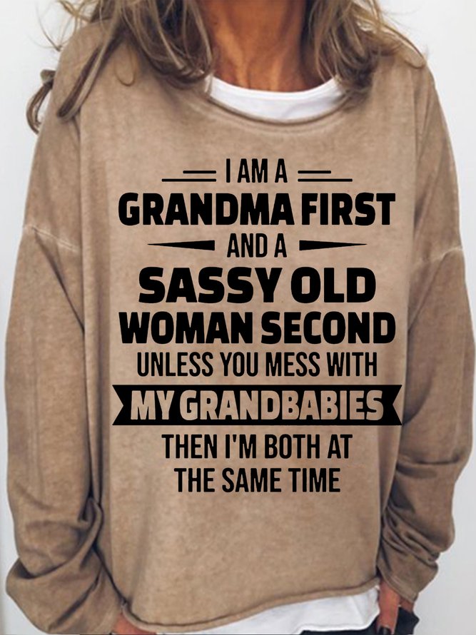 Women's Funny Grandma Letters Casual Crew Neck Sweatshirt