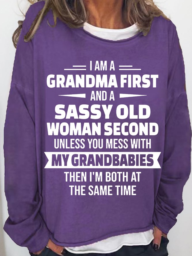 Women's Funny Grandma Letters Casual Crew Neck Sweatshirt