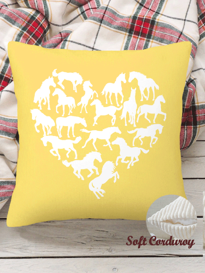 18*18"Throw Pillow Covers, Horse Heart Gift For Horse Lover  Soft Corduroy Cushion Pillowcase Case for Living Room Bed Sofa Car Home Decoration