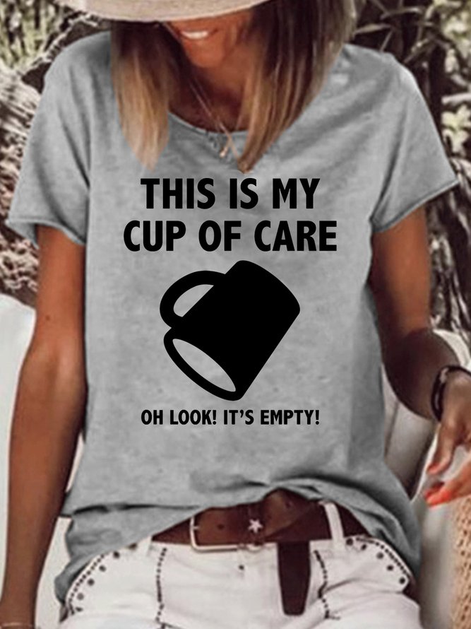Womens Funny Letter This Is My Cup Of Cup Casual T-Shirt