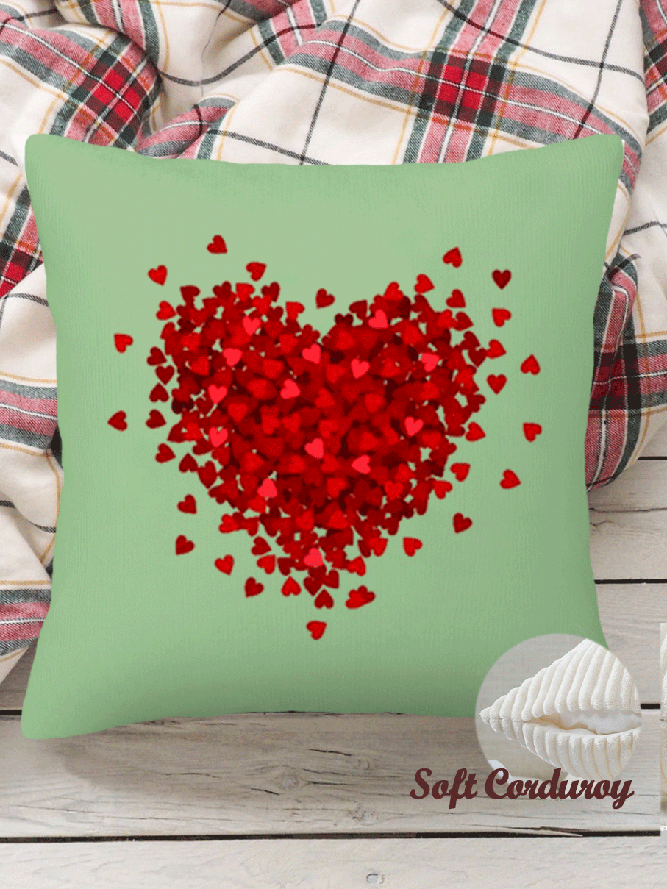18*18 Throw Pillow Covers, Heart Cordate Soft Corduroy Cushion Pillowcase Case for Living Room Bed Sofa Car Home Decoration