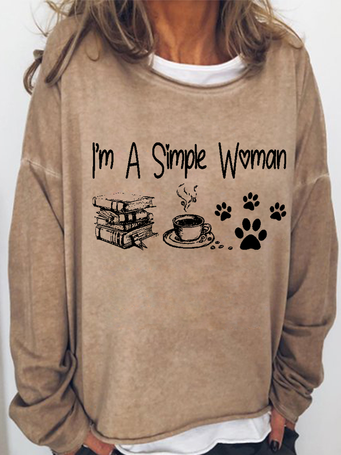 Women‘s Books and coffee & dogs lover i'm a simple woman Loose Sweatshirt