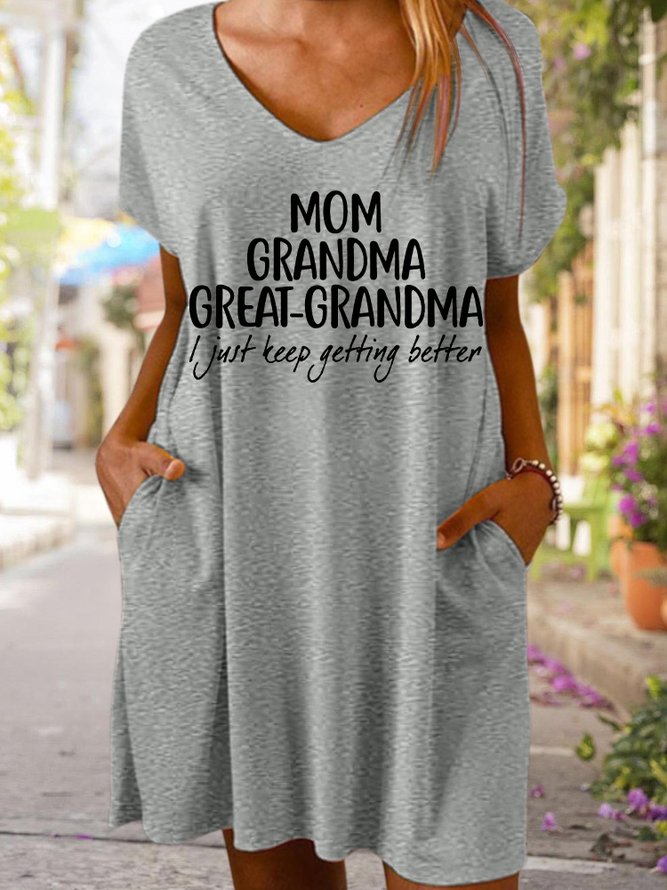 Gift For Great-Grandma Mom Grandma Great-Grandma Women's V Neck Dress