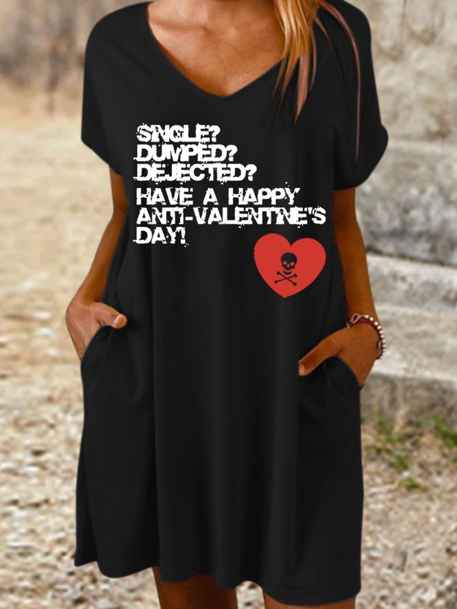 Anti Valentine‘s Day Women's V Neck Dress