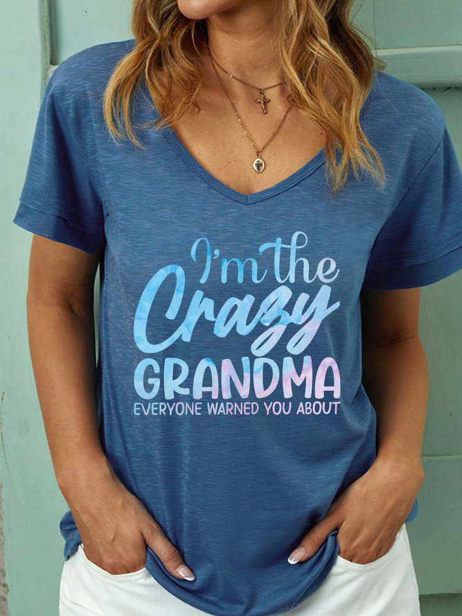 Lilicloth X Abu I'm The Crazy Grandma Women's V Neck T-Shirt