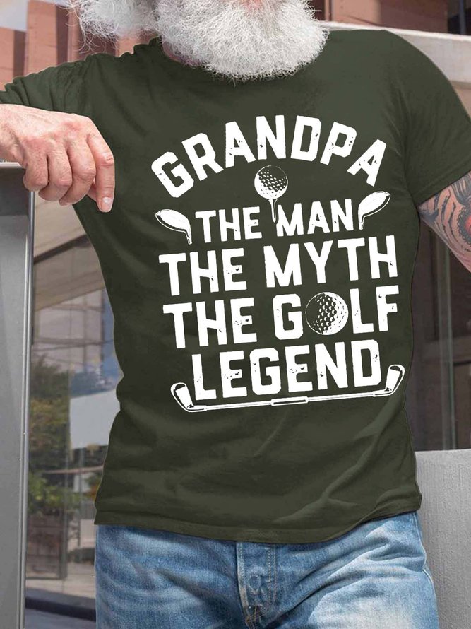 Men’s Grandpa The Man The Myth The Golf Legend Crew Neck Casual Regular Fit T-Shirt