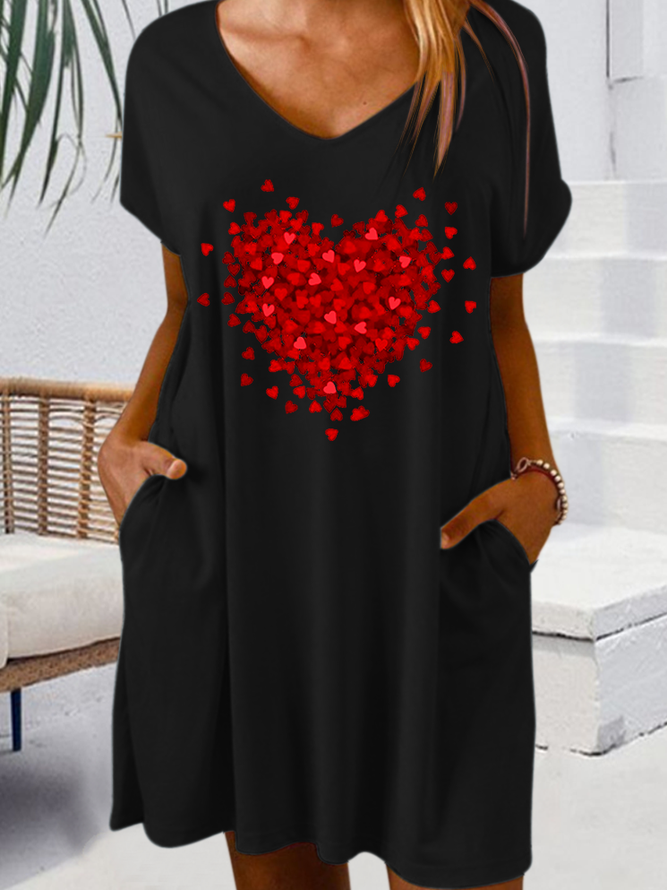 Women’s Heart Casual V Neck Dress