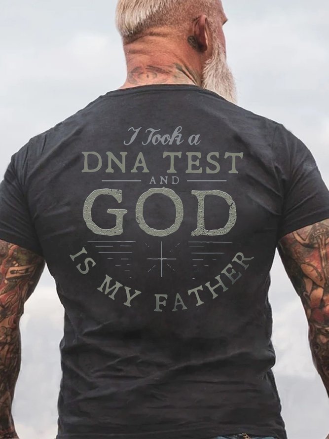Men's God Father Letters Cotton Crew Neck Casual T-Shirt