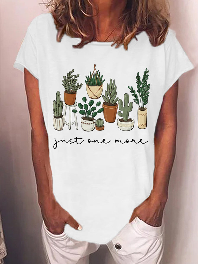 Women's Plant Lover Just One More Plant Crew Neck Casual Loose T-Shirt