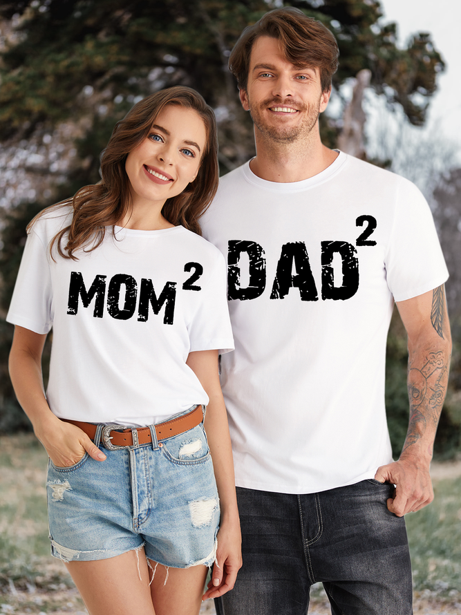 Men's Dad Couple Cotton Casual Regular Fit T-Shirt