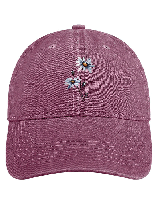 Floral Adjustable Denim Hat
