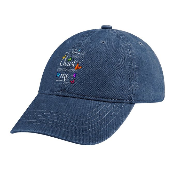 I Can Do All Thing Throgh Christ Who Strengthens Me Adjustable Denim Hat