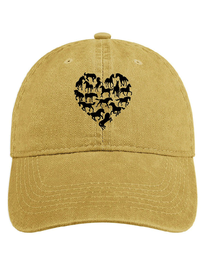 Horse Heart Gift For Horse Lover Adjustable Denim Hat
