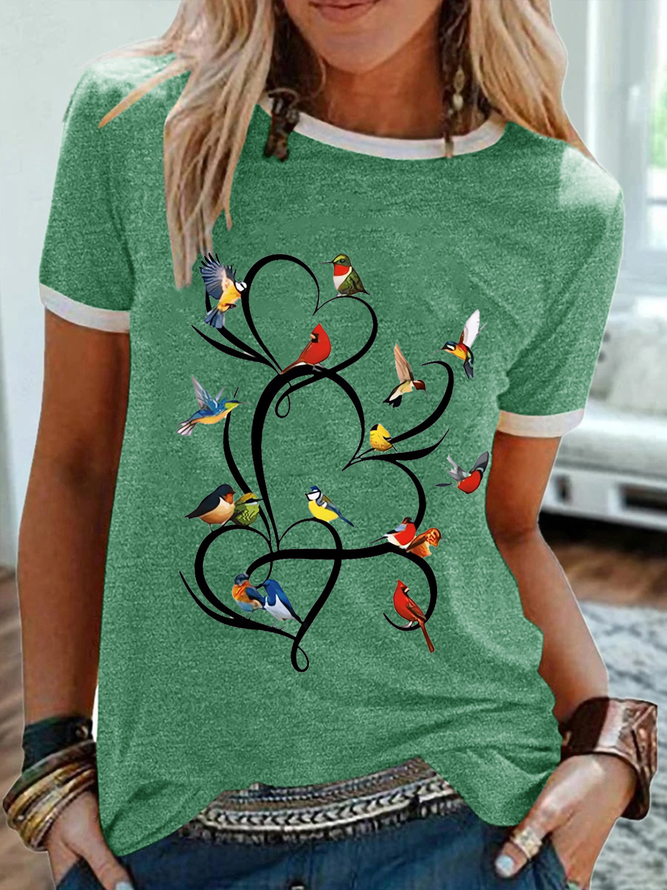 Women's Hummingbird Heart Cardinal Animals Simple Regular Fit T-Shirt