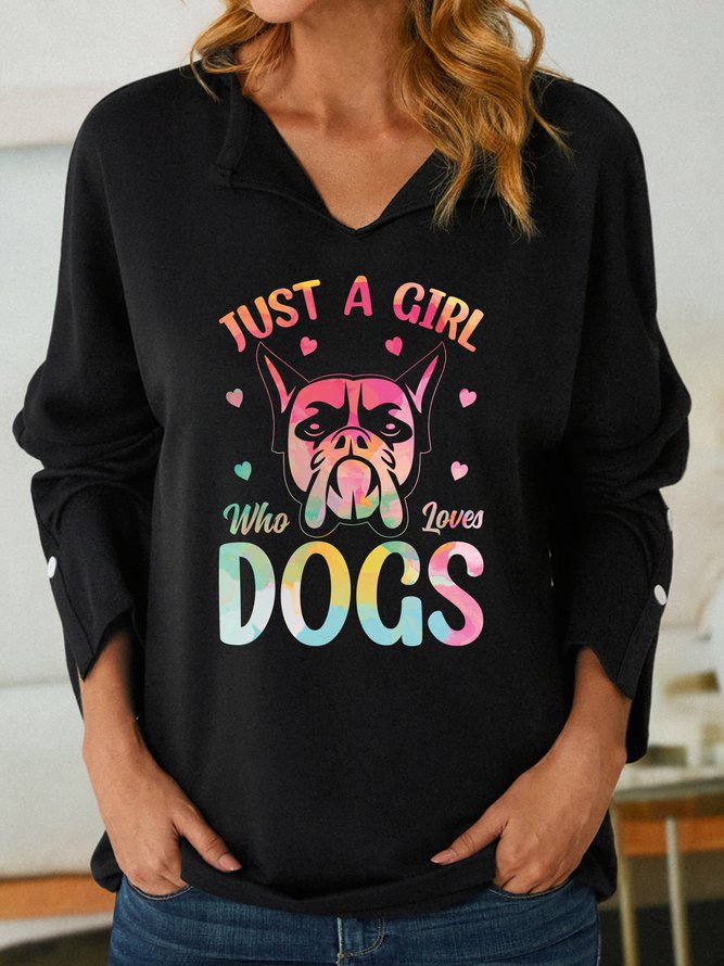 Lilicloth X Abu Just A Girl Who Loves Dogs Women's Shawl Collar Sweatshirt