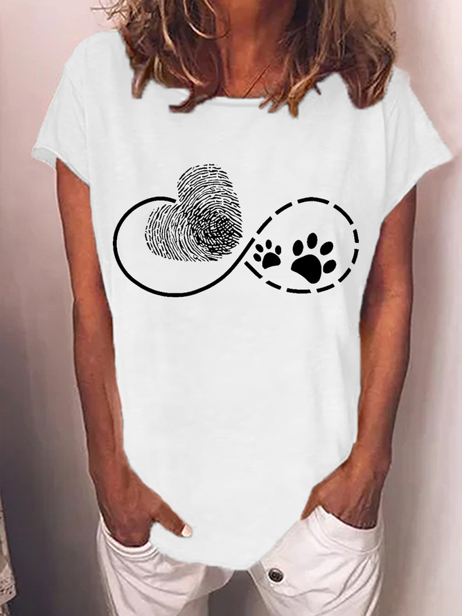 Women's Heart Peace Love Dogs Printed Casual T-Shirt