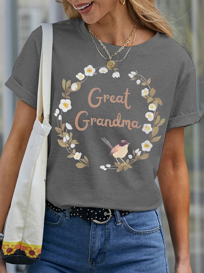 Women's Great Grandma Funny Graphic Print Casual Text Letters Cotton T-Shirt