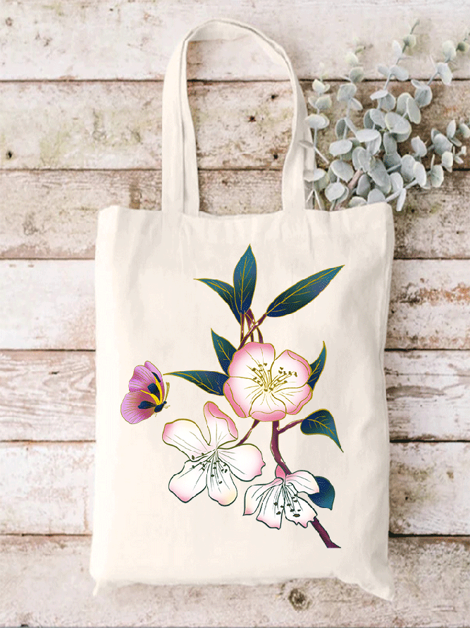 Floral Butterfly Shopping Tote