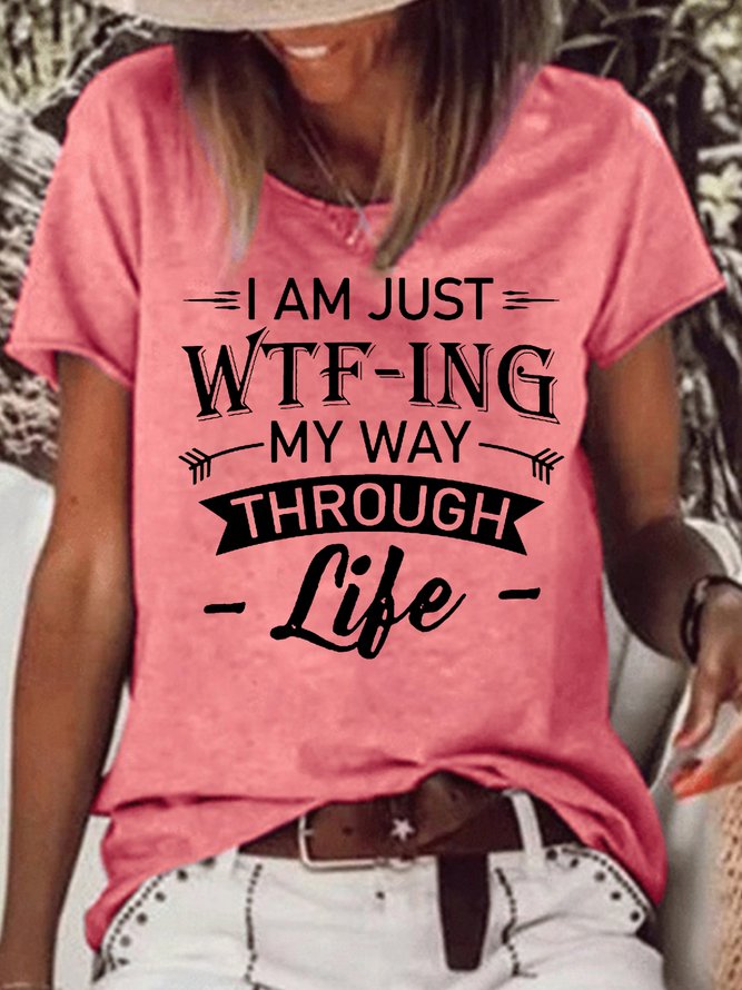 Women's My Way Through Life Casual Letters T-Shirt