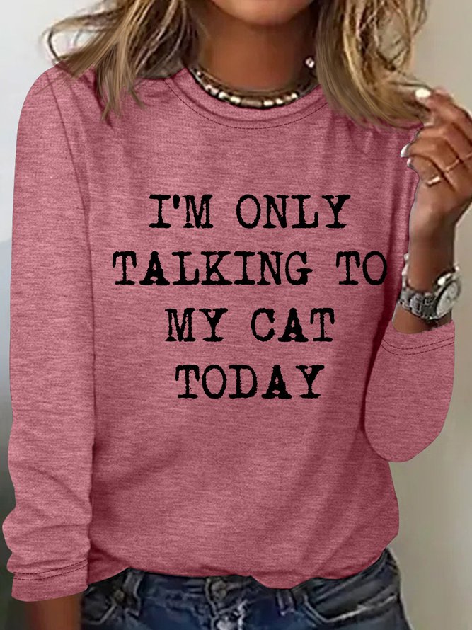 Women's Funny Cat Lover Letters Casual Top