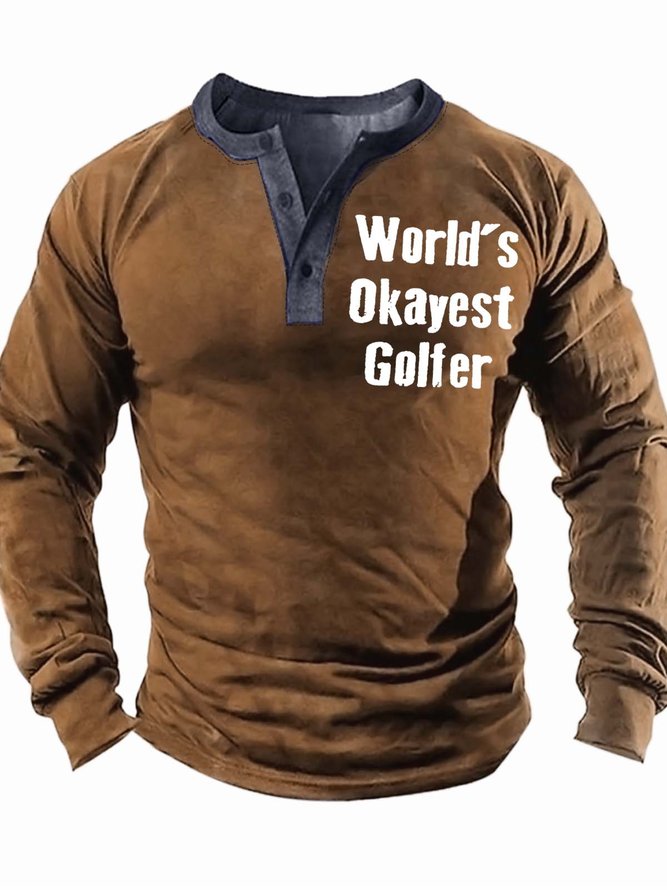 Men’s World’s Okayest Golfer Casual Text Letters Top
