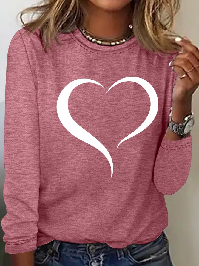 Women's Open Heart Print Valentines Day Casual Top
