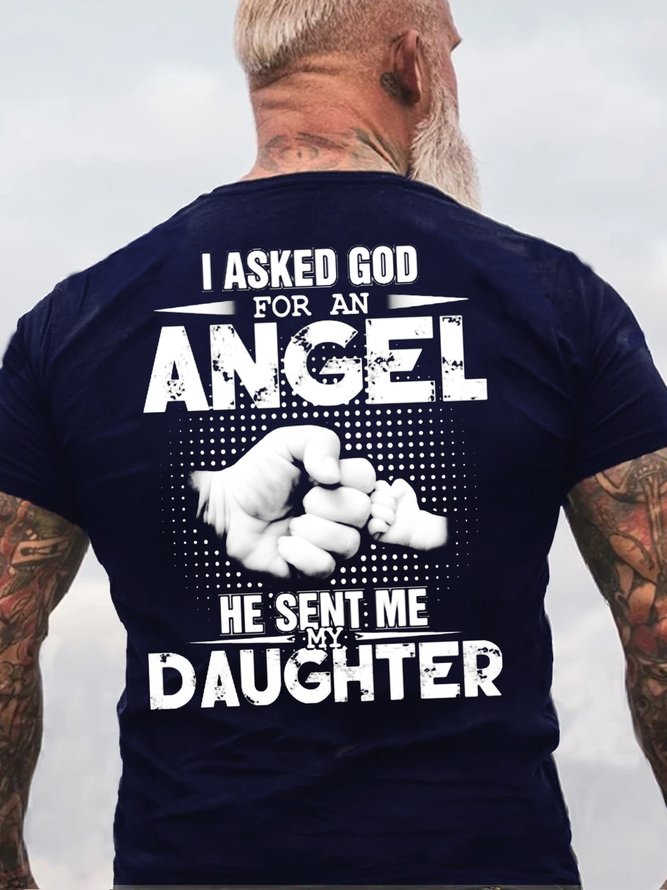 Men's I HAVE A AWESOME DAUGHTER Casual Letters T-Shirt